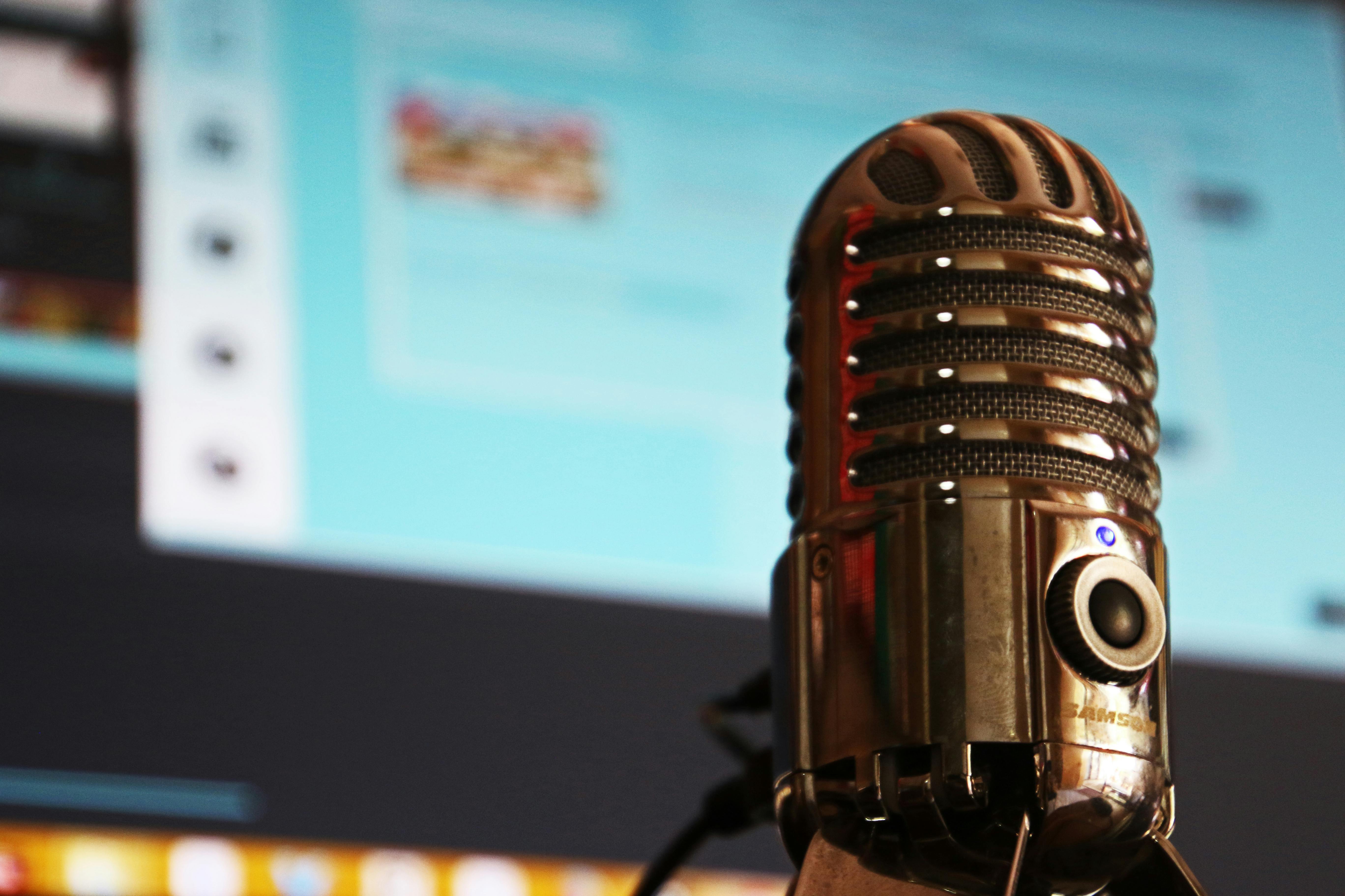 An image of a microphone and sound equipment